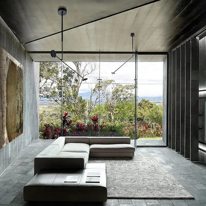 Minimalist black metal led pendant light for living room