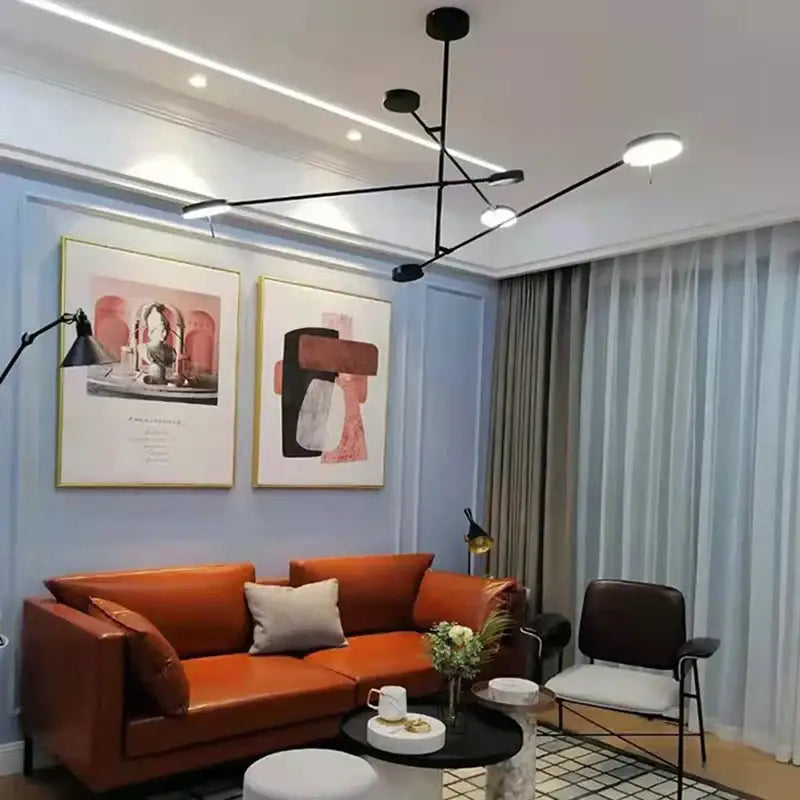 Minimalist black metal led pendant light for living room