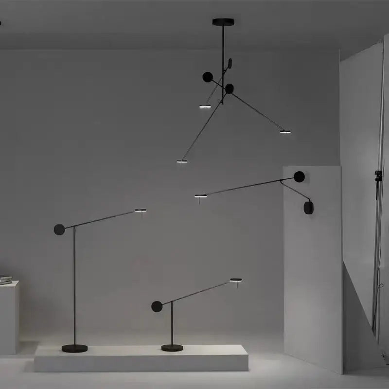 Minimalist black metal led pendant light for living room