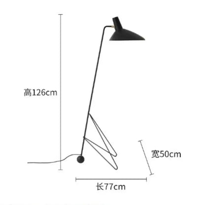 Minimalist black metal tripod desk lamp for bedroom or office