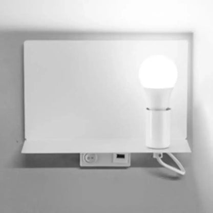 Minimalist black metal wall light with supporter – study fixture