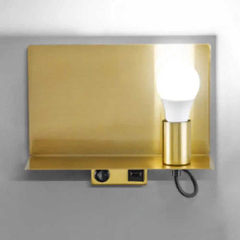 Minimalist black metal wall light with supporter – study fixture