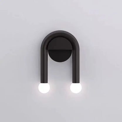 Minimalist black modern wall lamp bedroom curved sconce