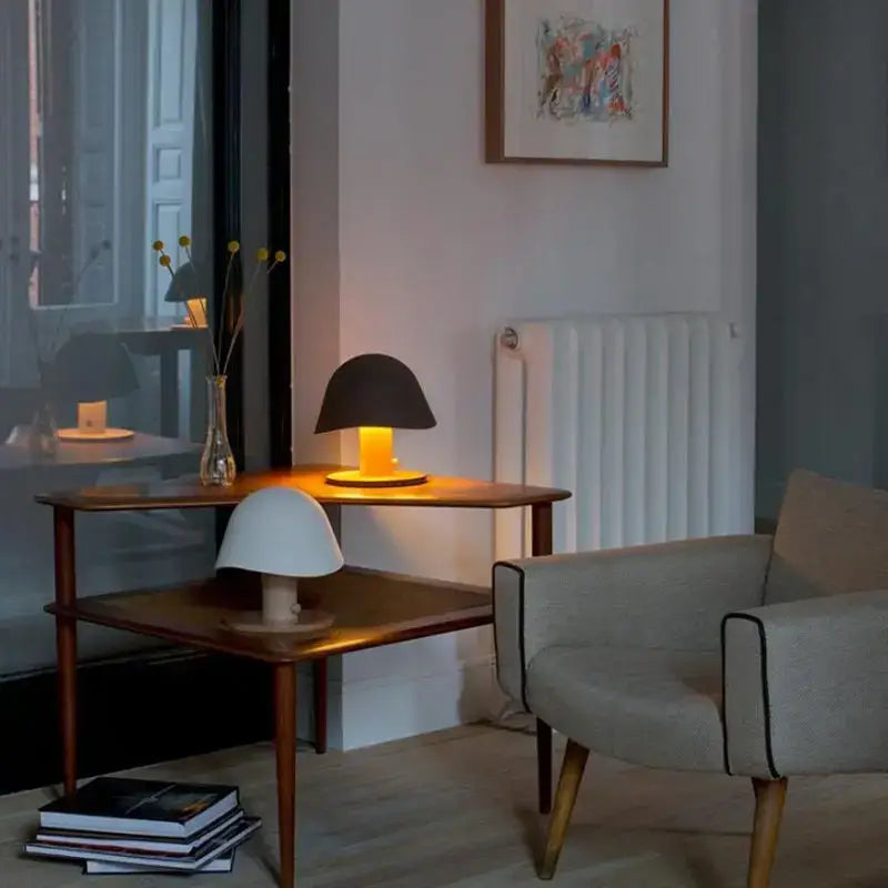 Minimalist black mushroom glass table lamp for bedroom living room