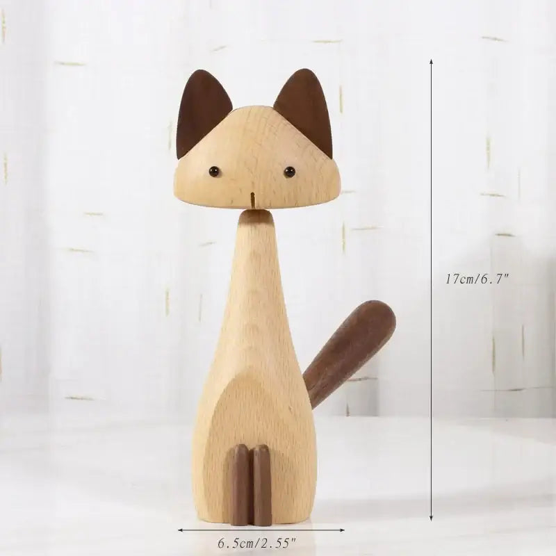 Minimalist black & natural wood carving figurines living room decor