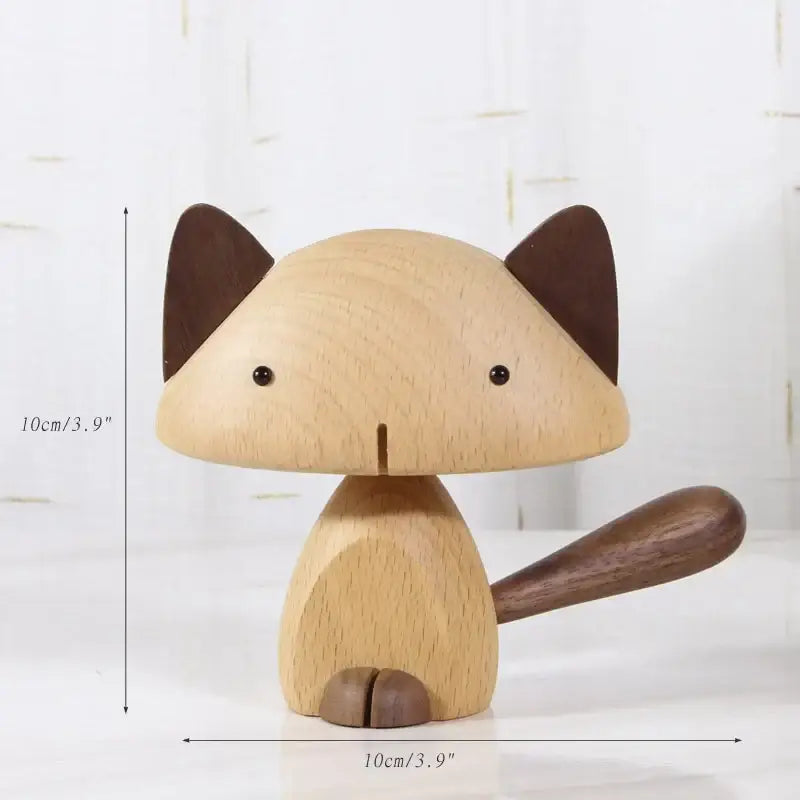 Minimalist black & natural wood carving figurines living room decor