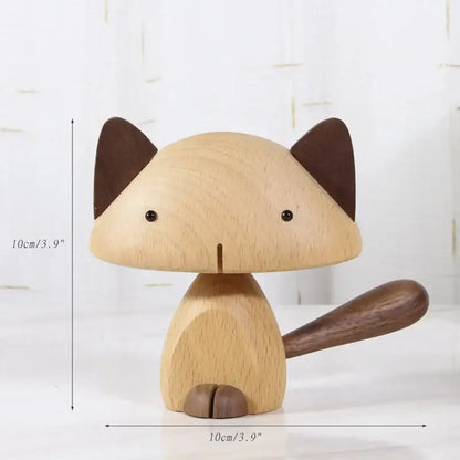 Minimalist black & natural wood carving figurines living room decor