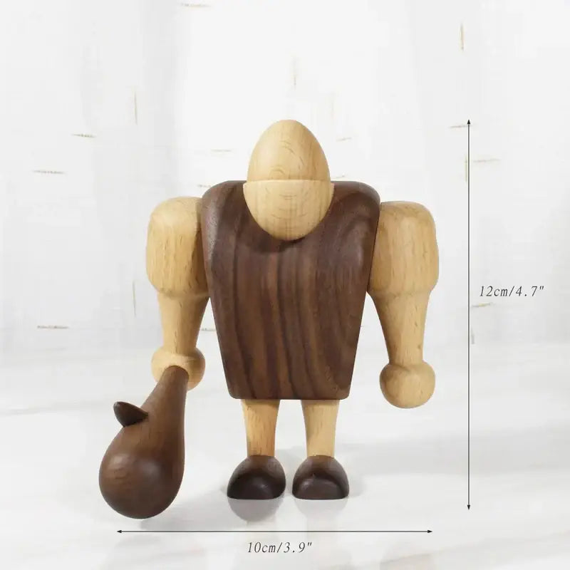 Minimalist black & natural wood carving figurines living room decor