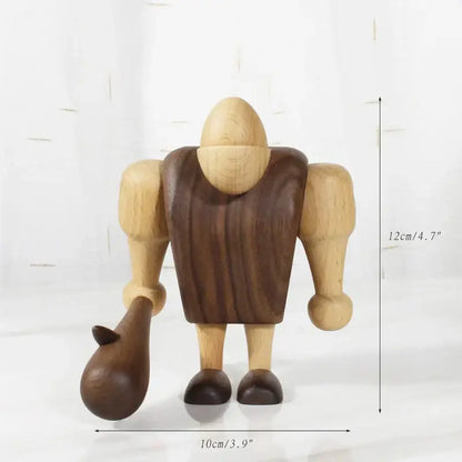 Minimalist black & natural wood carving figurines living room decor
