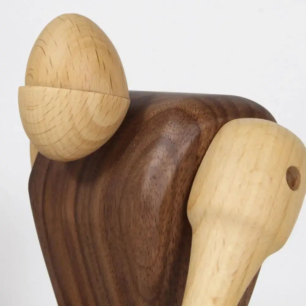Minimalist black & natural wood carving figurines living room decor