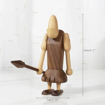Minimalist black & natural wood carving figurines living room decor