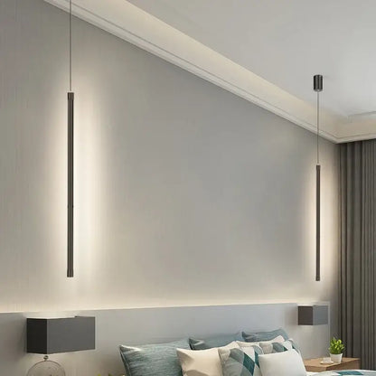 Minimalist black nordic led tube pendant light kitchen dining room
