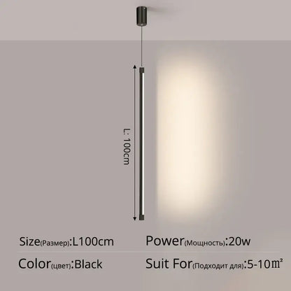 Minimalist black nordic led tube pendant light kitchen dining room