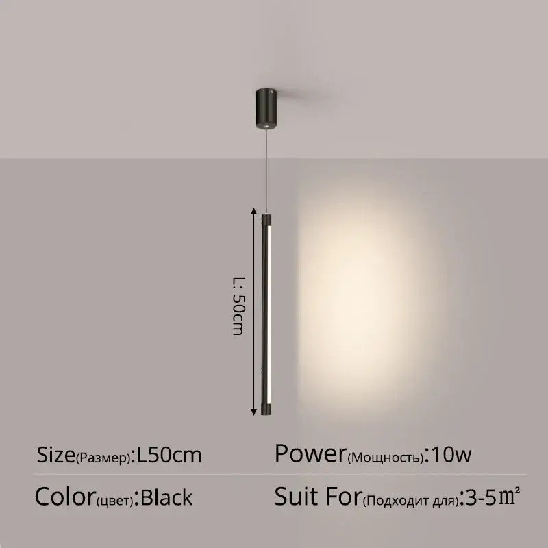 Minimalist black nordic led tube pendant light kitchen dining room