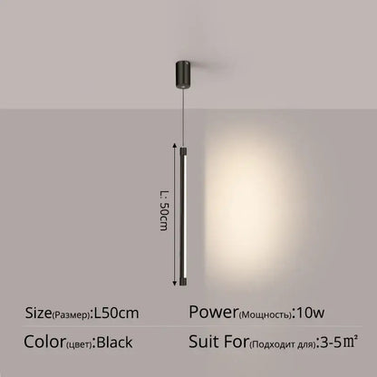 Minimalist black nordic led tube pendant light kitchen dining room
