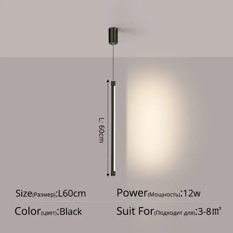 Minimalist black nordic led tube pendant light kitchen dining room