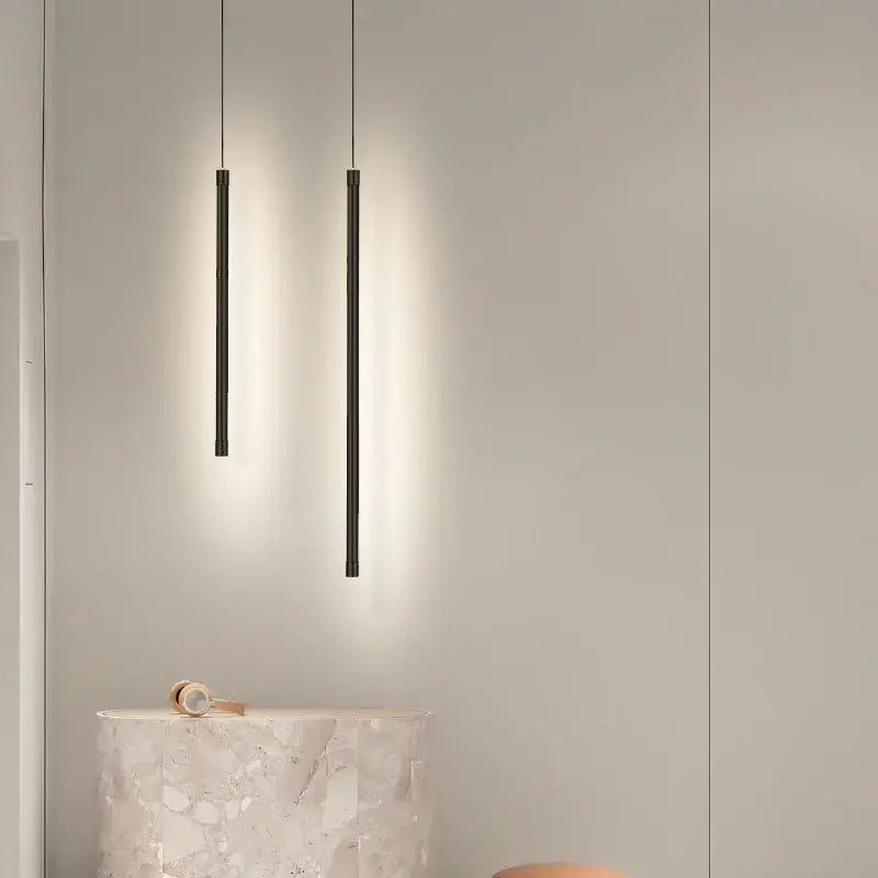 Minimalist black nordic led tube pendant light kitchen dining room