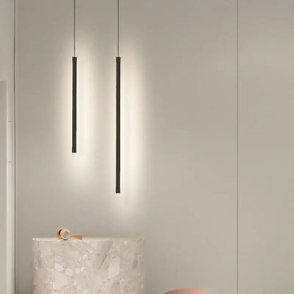 Minimalist black nordic led tube pendant light kitchen dining room