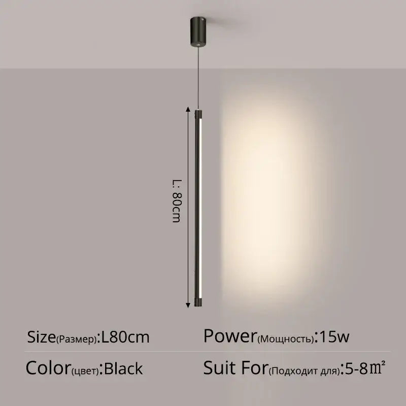 Minimalist black nordic led tube pendant light kitchen dining room