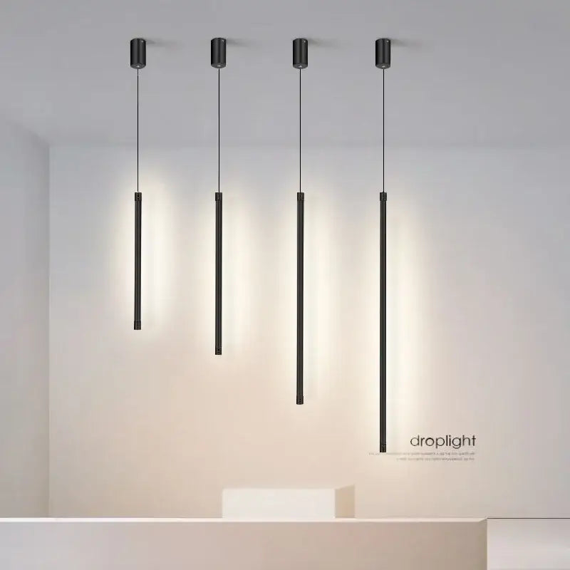 Minimalist black nordic led tube pendant light kitchen dining room