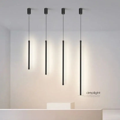 Minimalist black nordic led tube pendant light kitchen dining room