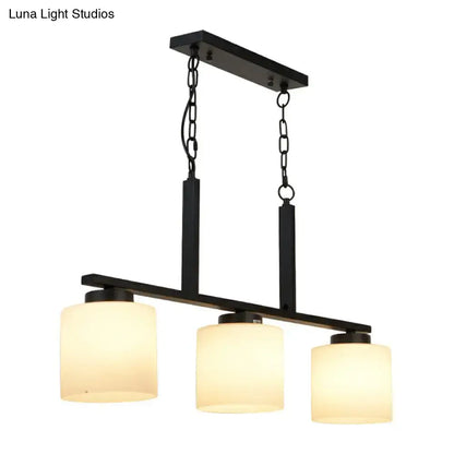 Minimalist black opal frosted glass island lighting fixture kitchen