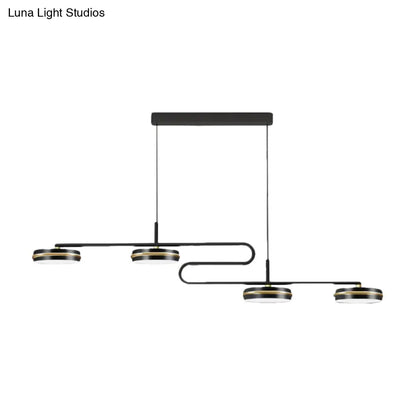 DecorBites™ Minimalist Black Round Pendant Light - 4-Bulb Metallic Chandelier Fixture, Warm/White Lighting