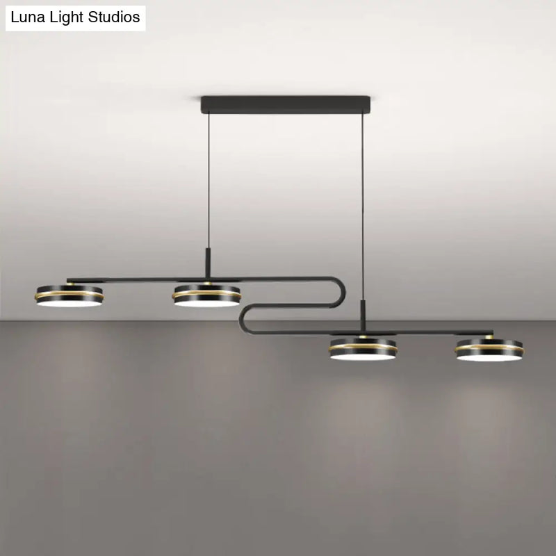 DecorBites™ Minimalist Black Round Pendant Light - 4-Bulb Metallic Chandelier Fixture, Warm/White Lighting