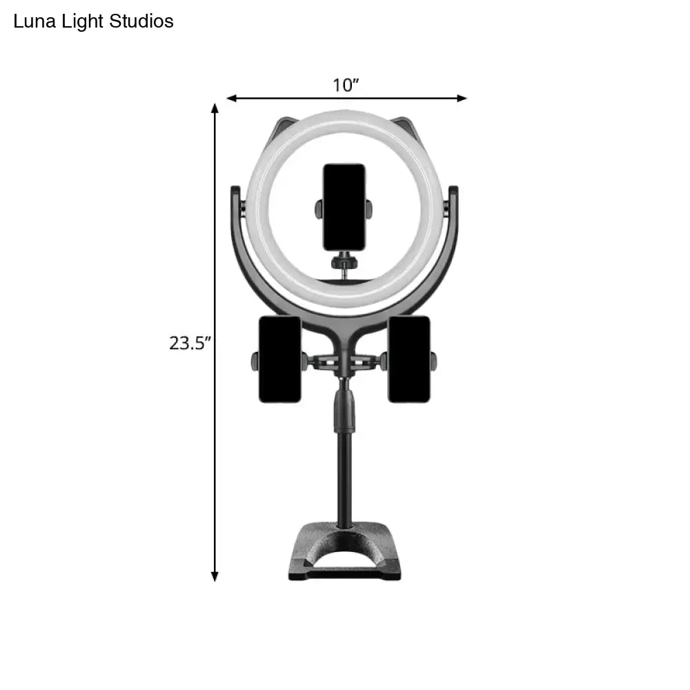 Minimalist black & silver led ring light bedroom phone lamp