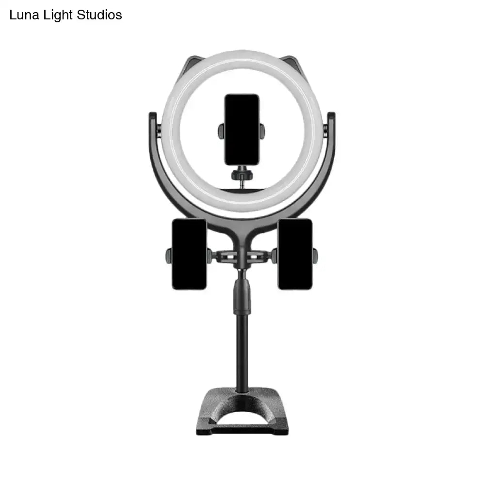Minimalist black & silver led ring light bedroom phone lamp