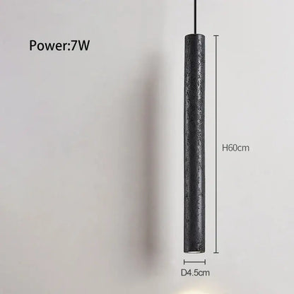 Minimalist black stone tube led pendant light for bedroom lighting