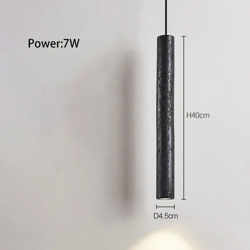 Minimalist black stone tube led pendant light for bedroom lighting