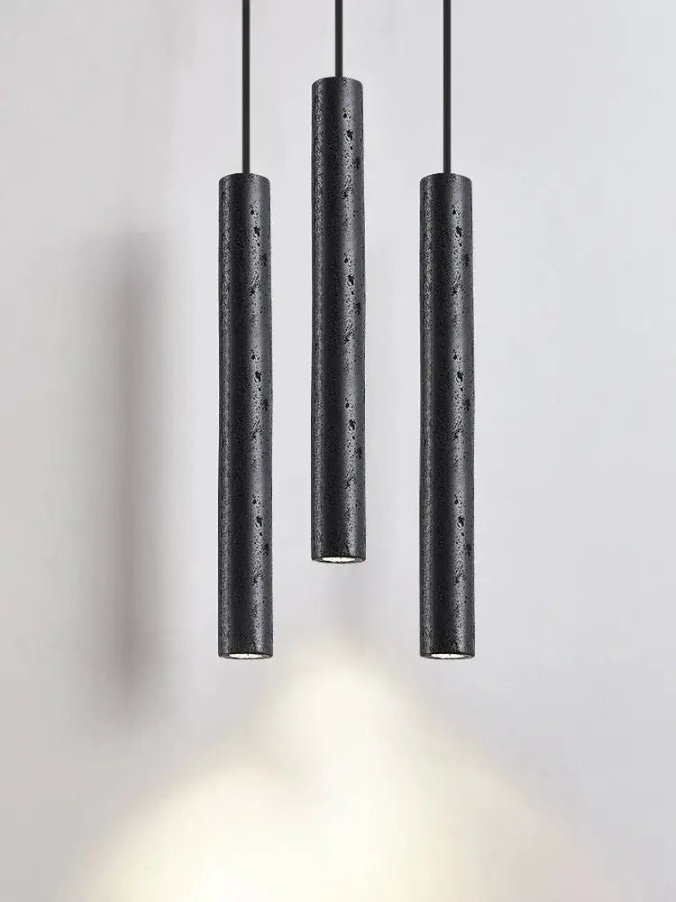 Minimalist black stone tube led pendant light for bedroom lighting