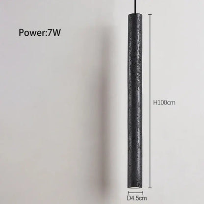 Minimalist black stone tube led pendant light for bedroom lighting