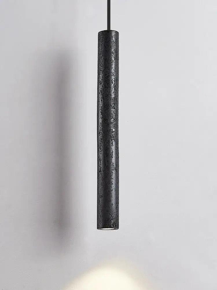 Minimalist black stone tube led pendant light for bedroom lighting