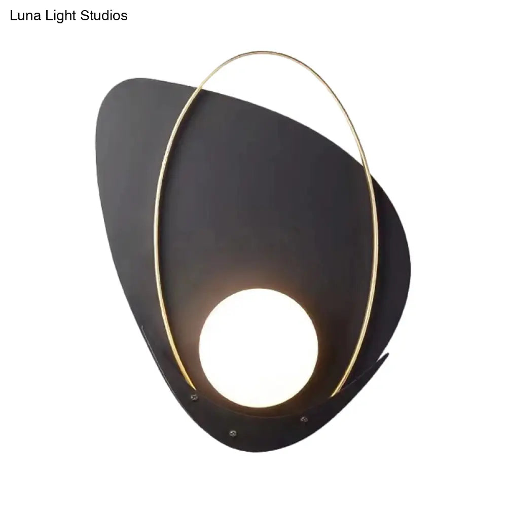 DecorBites™ Minimalist Black Triangular Wall Lamp with White Glass Shade