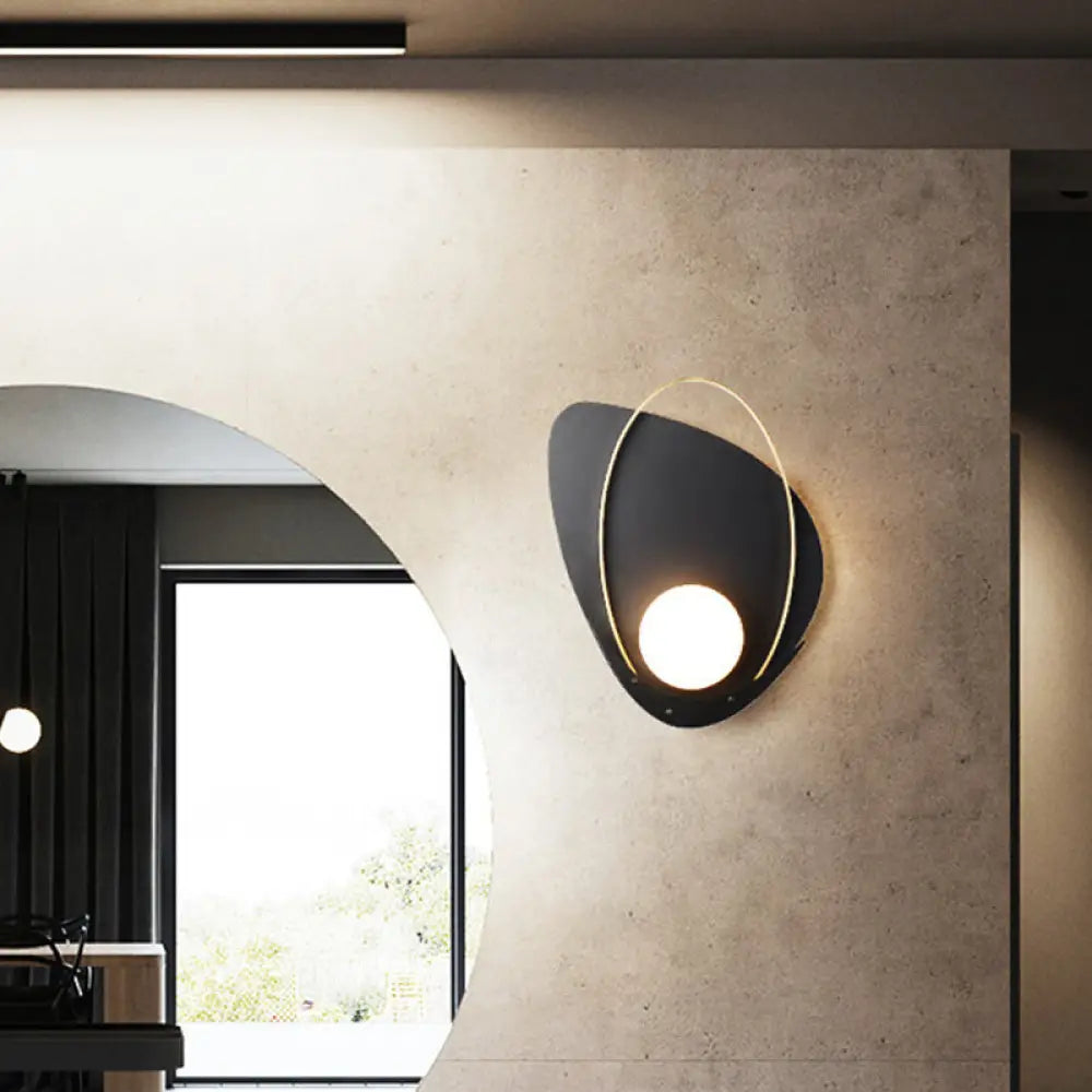 DecorBites™ Minimalist Black Triangular Wall Lamp with White Glass Shade