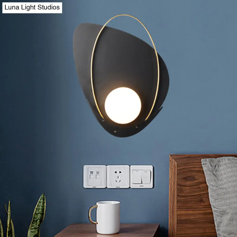 DecorBites™ Minimalist Black Triangular Wall Lamp with White Glass Shade