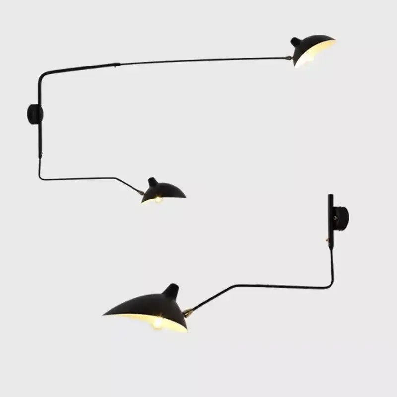 Minimalist black two arm wall lamp bedroom swing arm light