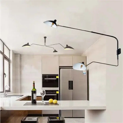 Minimalist black two arm wall lamp bedroom swing arm light