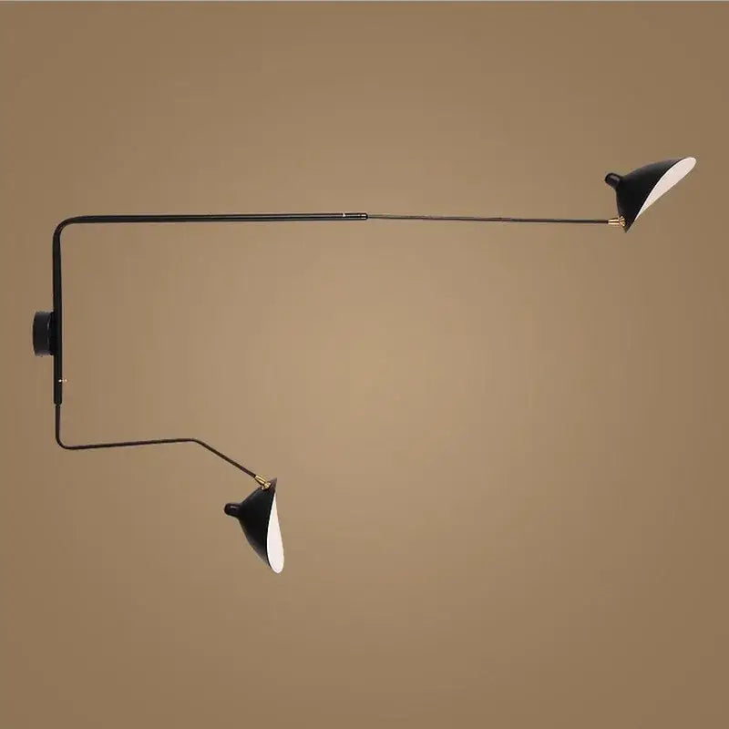 Minimalist black two arm wall lamp bedroom swing arm light