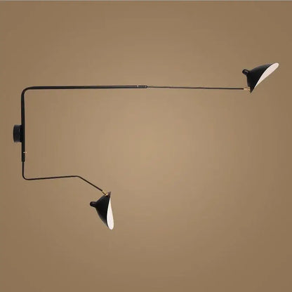 Minimalist black two arm wall lamp bedroom swing arm light