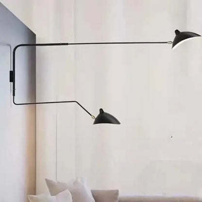 Minimalist black wall lamp living room adjustable two arm light