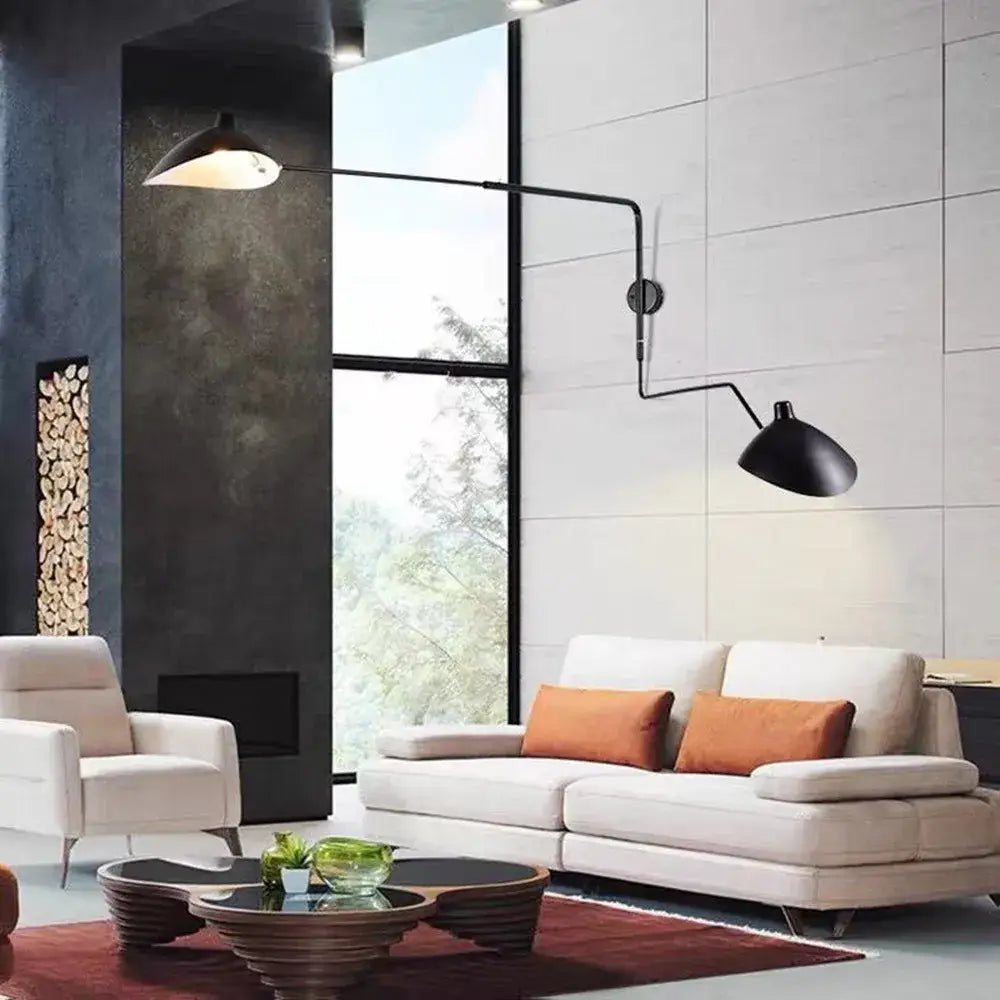 Minimalist black wall lamp living room adjustable two arm light