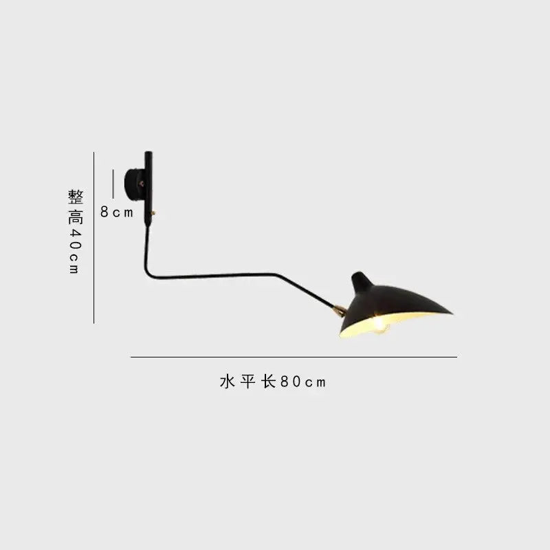 Minimalist black wall lamp living room adjustable two arm light