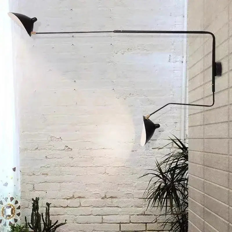 Minimalist black wall lamp living room adjustable two arm light
