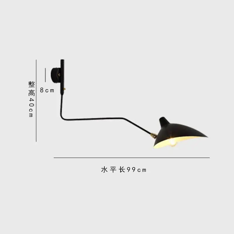 Minimalist black wall lamp living room adjustable two arm light