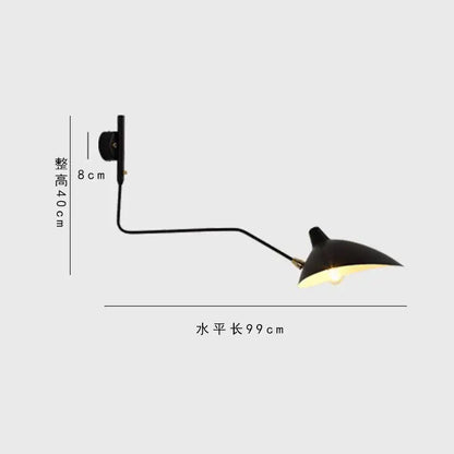 Minimalist black wall lamp living room adjustable two arm light