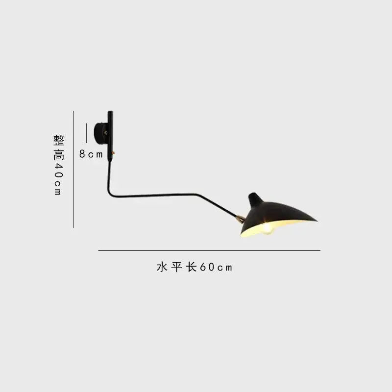 Minimalist black wall lamp living room adjustable two arm light