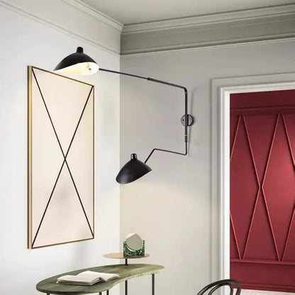 Minimalist black wall lamp living room adjustable two arm light